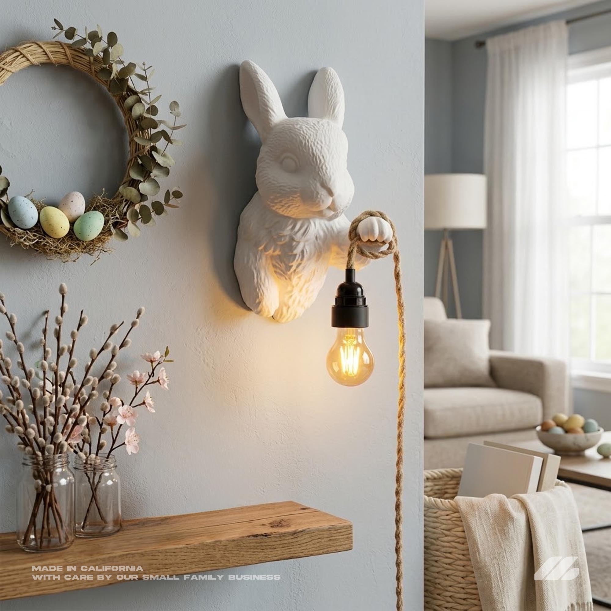 April16studio Bunny Sconce Rabbit Wall Lamp Animal Head Light White