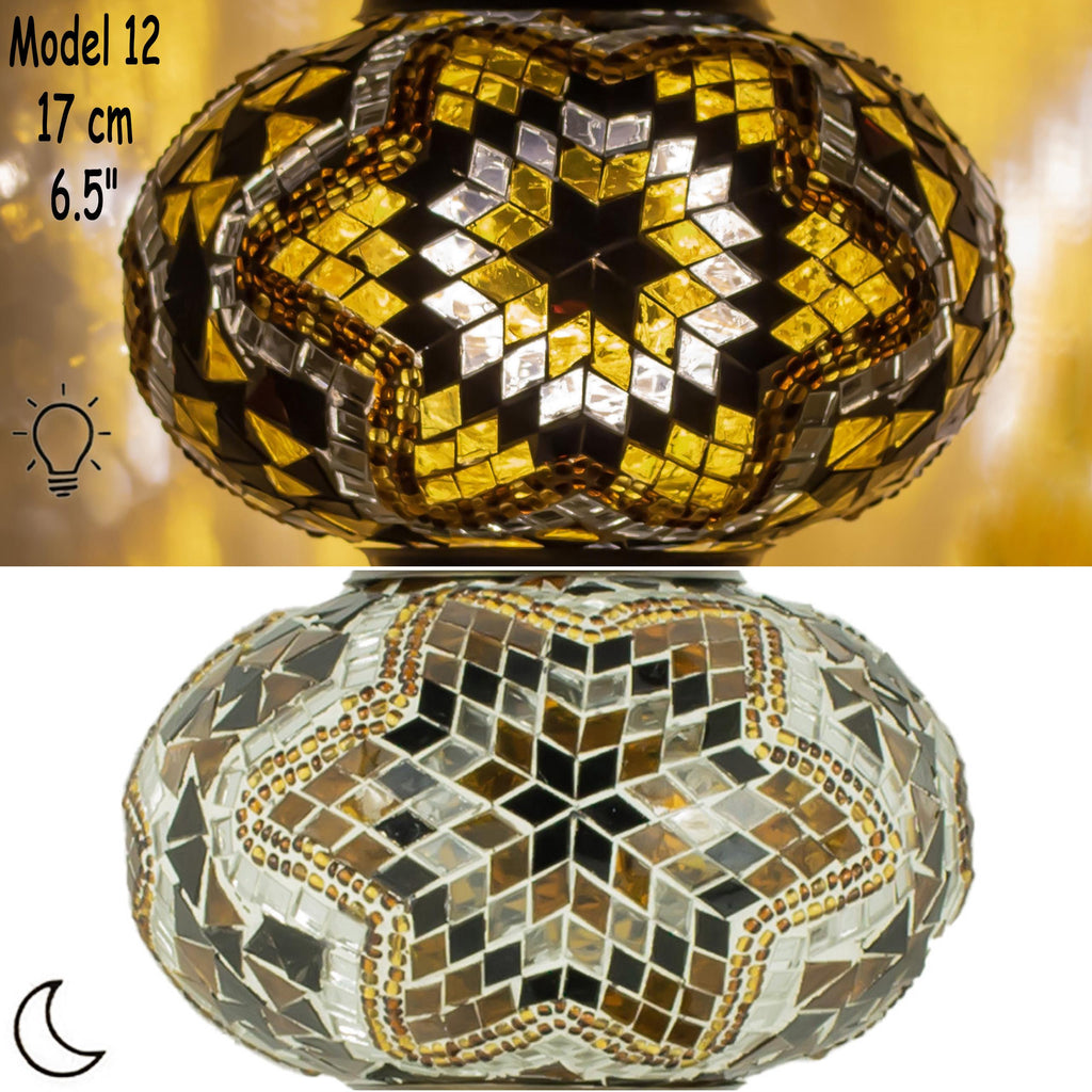 MoslandHome Turkish Mosaic Lamp Glass Replacement Globe 6.5in Handmade
