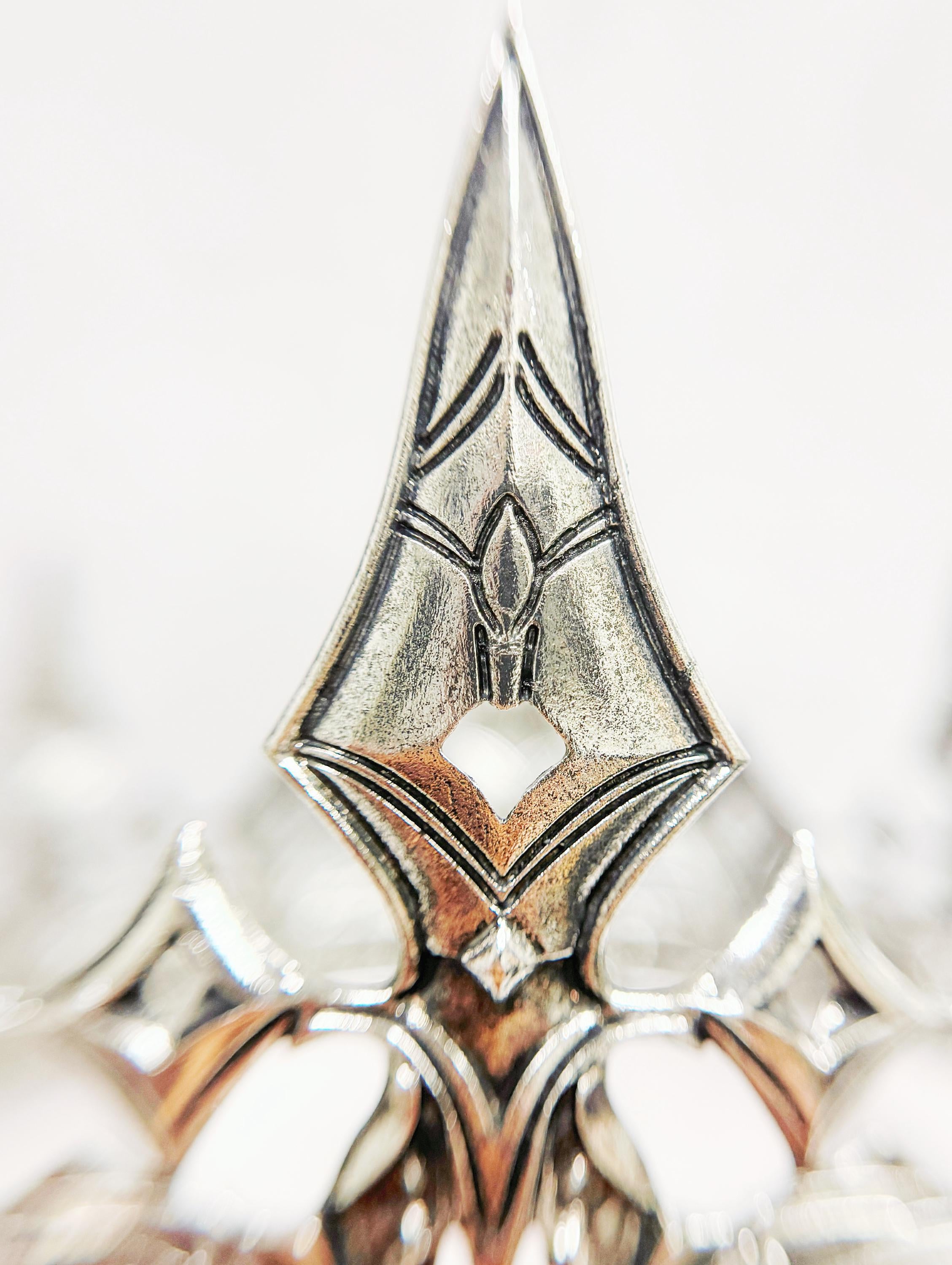 HappyJewelryWorld Medieval Knight Crown Silver Plated Black Gemstones
