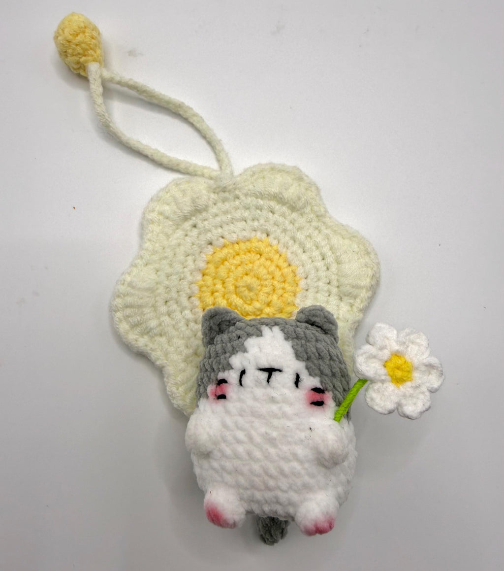 CrochetRecipe Handmade Cat Keychain Bag Charm Flower Siamese