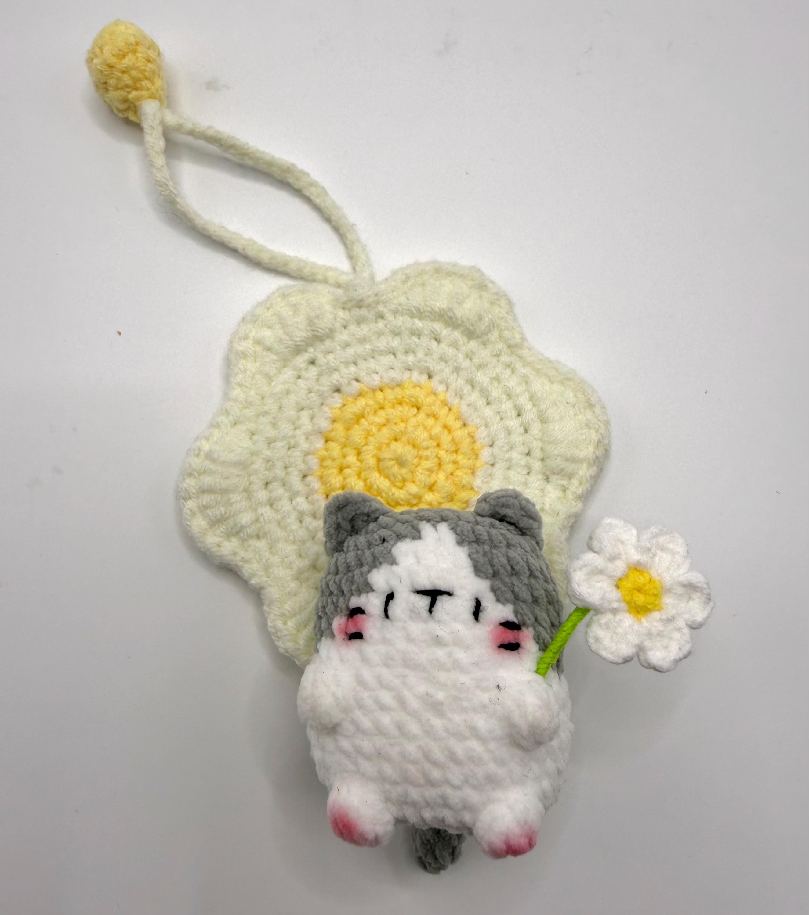 CrochetRecipe Handmade Cat Keychain Bag Charm Flower Siamese