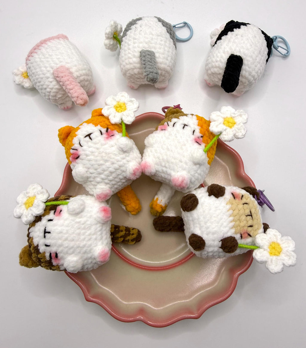 CrochetRecipe Handmade Cat Keychain Bag Charm Flower Siamese