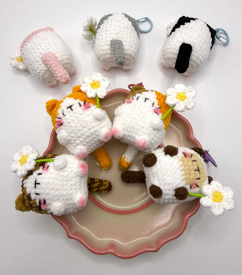 CrochetRecipe Handmade Cat Keychain Bag Charm Flower Siamese