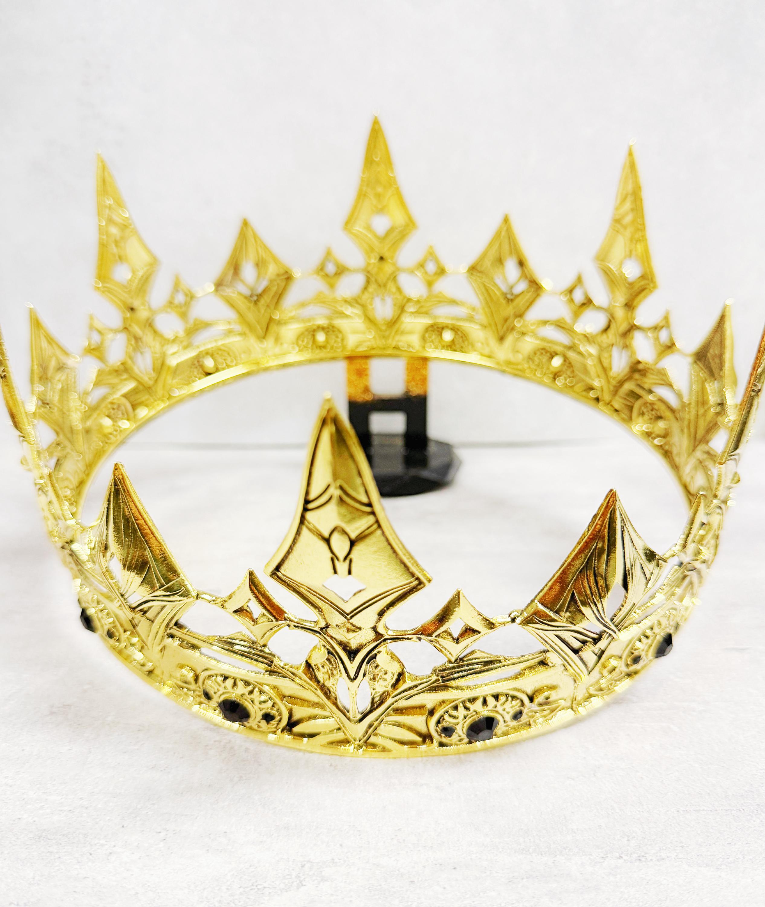 HappyJewelryWorld Gold Regal Crown with Black Stones Prince Costume Headpiece