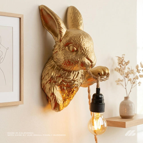 April16studio Gold Rabbit Wall Sconce Woodland Animal Wall Lamp