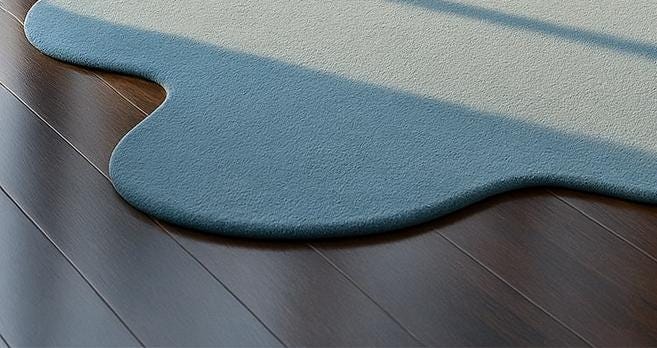 RugverseCreations Modern Blue Abstract Hand Tufted Organic Shape Area Rug