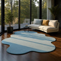 RugverseCreations Modern Blue Abstract Hand Tufted Organic Shape Area Rug
