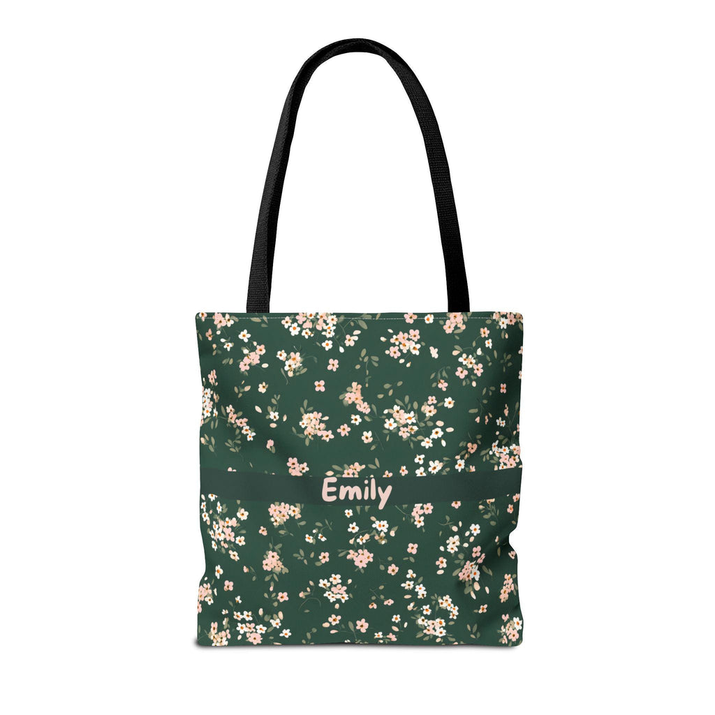 LELORESTORE Custom Name Floral Tote Bag 3 Sizes Green Botanical