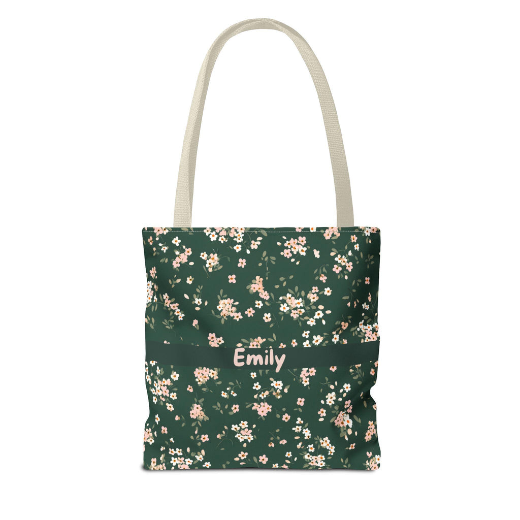 LELORESTORE Custom Name Floral Tote Bag 3 Sizes Green Botanical