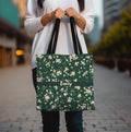 LELORESTORE Custom Name Floral Tote Bag 3 Sizes Green Botanical