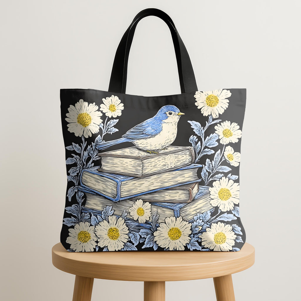 LELORESTORE Bookish Tote Bag Wildflower Floral Design Book Club Readers