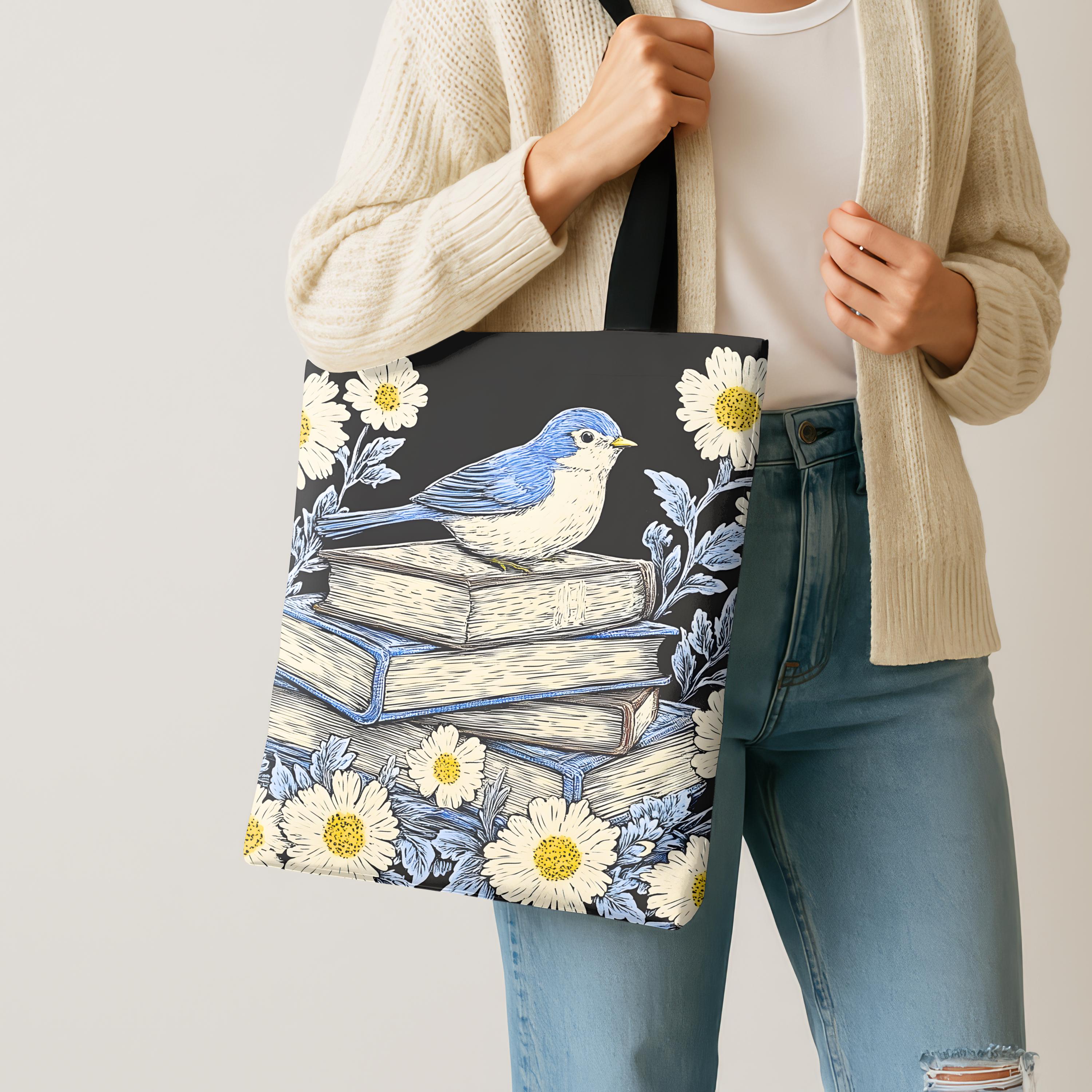 LELORESTORE Bookish Tote Bag Wildflower Floral Design Book Club Readers