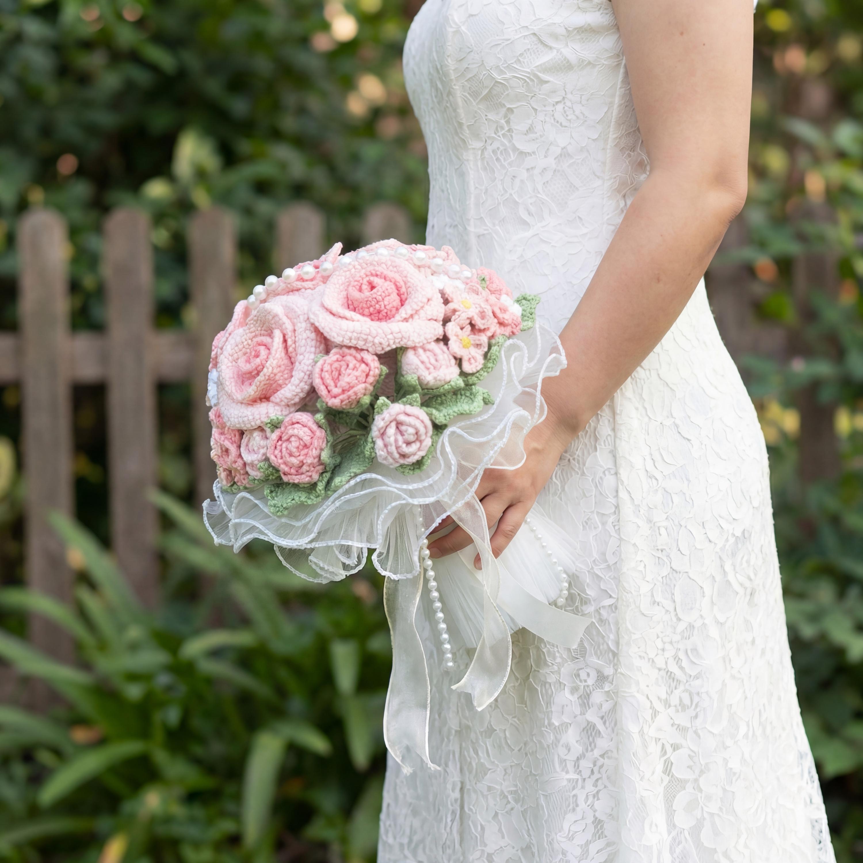 CrochetRecipe Handmade Crochet Wedding Bouquet Blush Pink