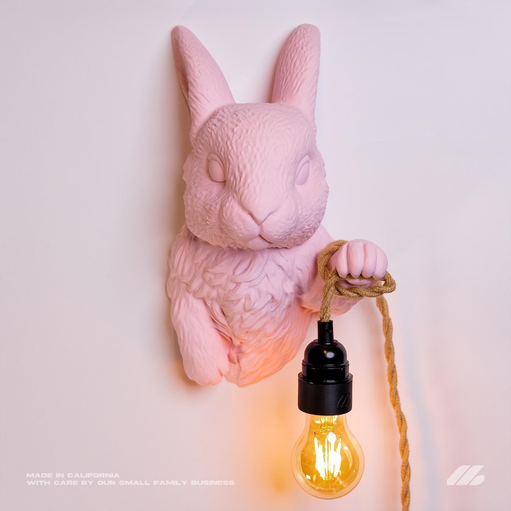 April16studio Bunny Sculpture Sconce Rabbit Wall Lamp 12in Pink