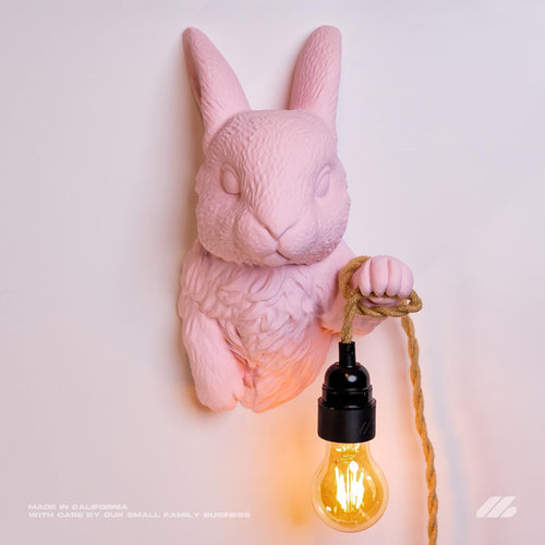 April16studio Bunny Sculpture Sconce Rabbit Wall Lamp 12in Pink