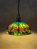 Scarlett Tiffany Dragonfly Stained Glass Pendant Lamp 14in Multicolor