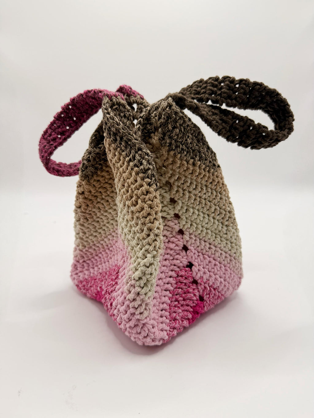 CrochetRecipe Handmade Variegated Crochet Tote Bag Pink