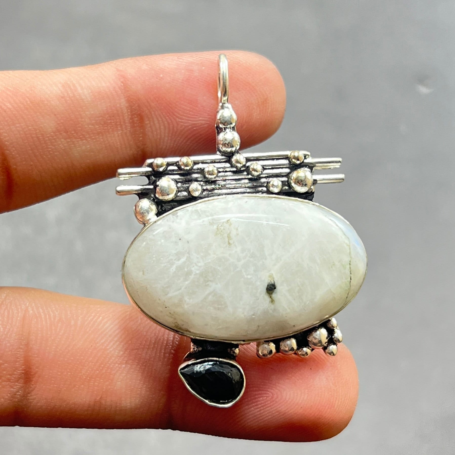 Handmade Moonstone Pendant: 925 Sterling Silver Necklace