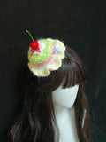 Birthday Cream Cake Hat With Cherry Sweet Whimsical Handmade Headpiece