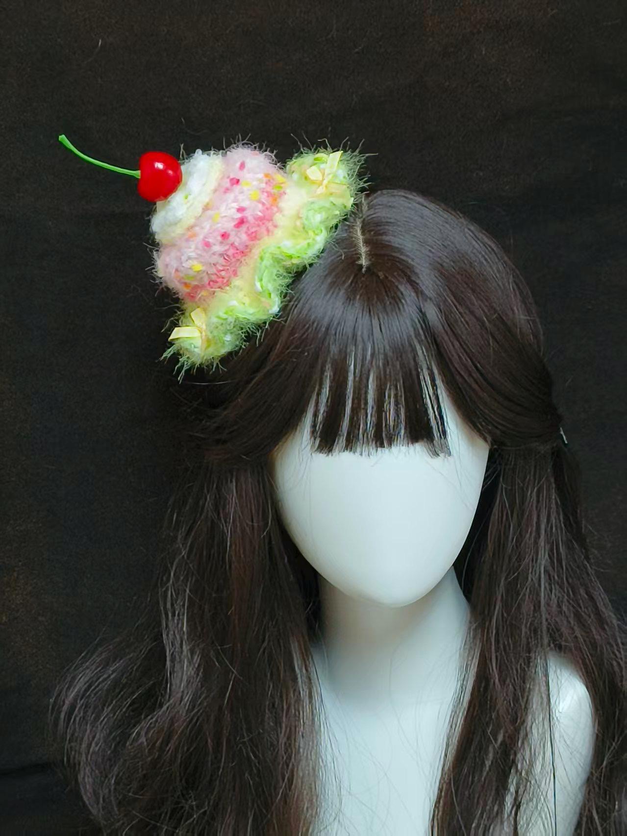 StellarPride Cherry Cake Hat Pastel Handmade Mini Headpiece