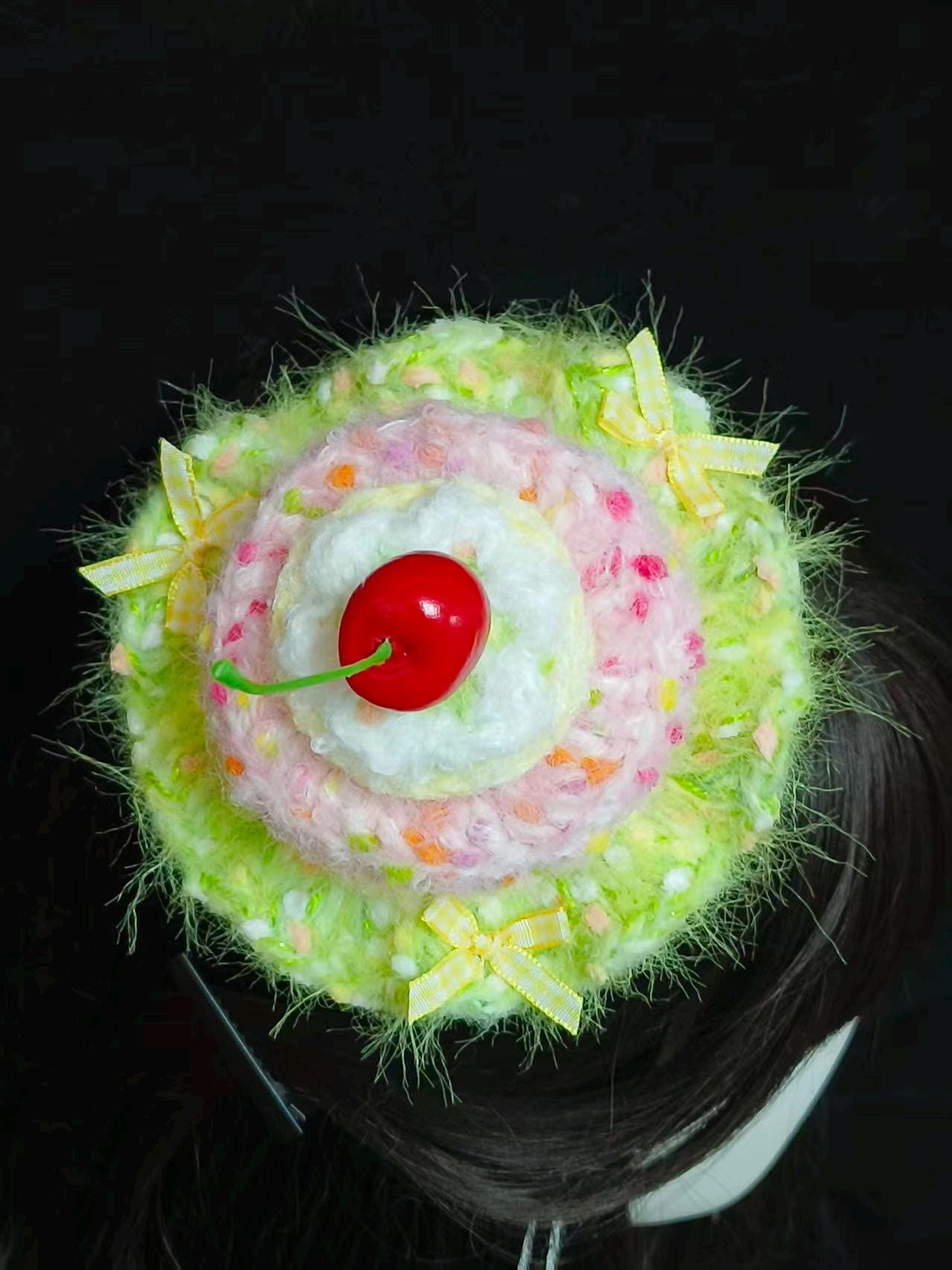 StellarPride Cherry Cake Hat Pastel Handmade Mini Headpiece