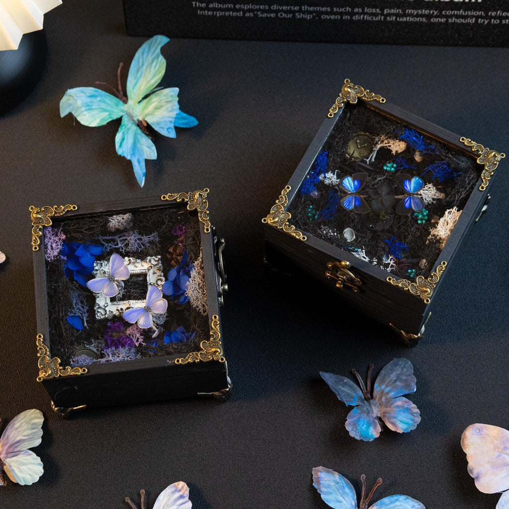 Oryeia Handcrafted Butterfly Music Box Preserved Flowers Gothic Style