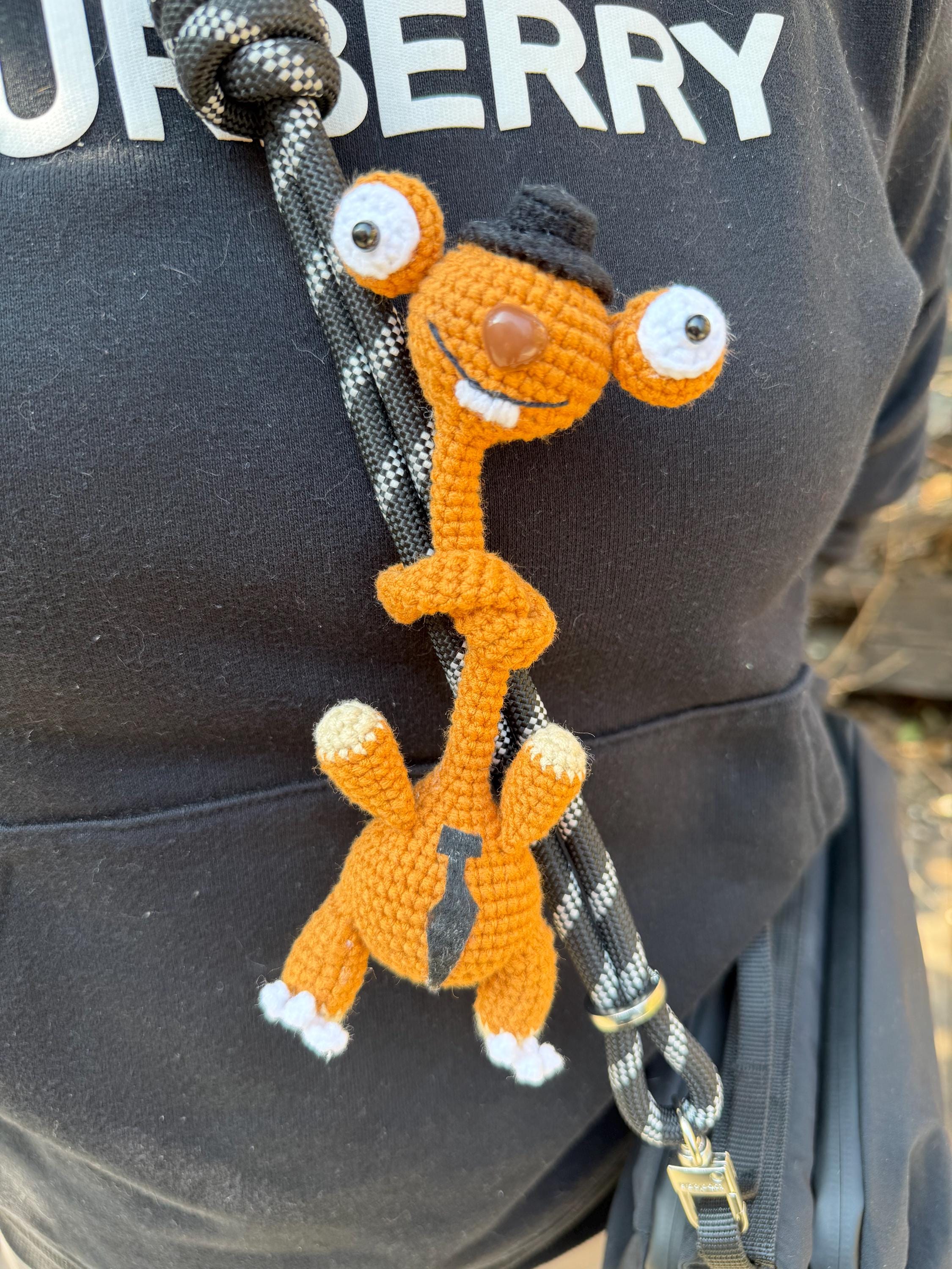 CrochetRecipe Handmade Long Neck Bag Charm Keychain 12in Cotton Sloth