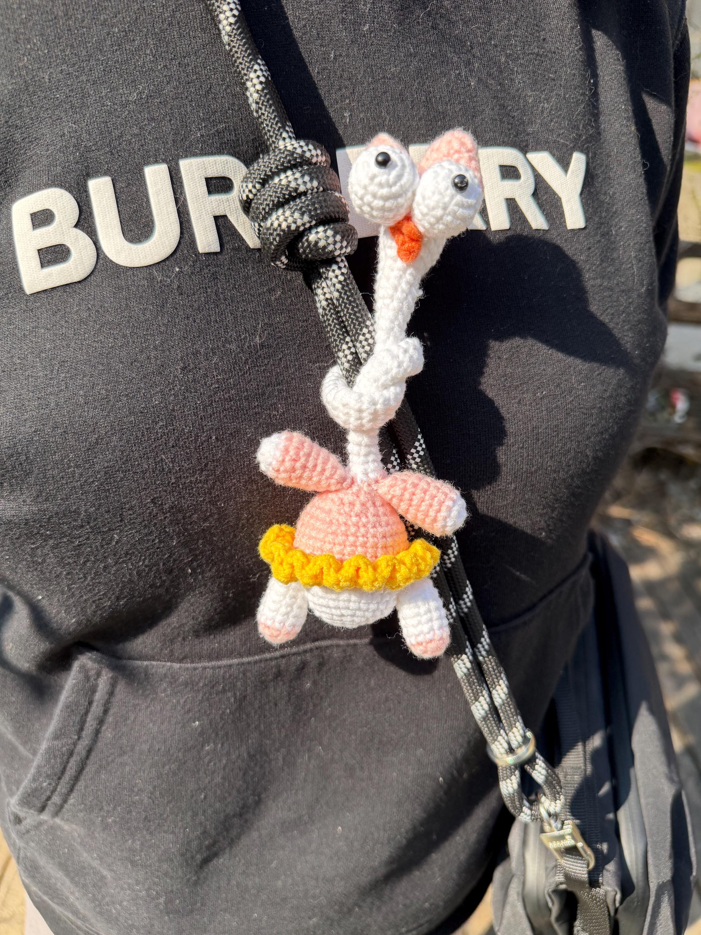 CrochetRecipe Handmade Long Neck Bag Charm Keychain 12in Cotton Sloth