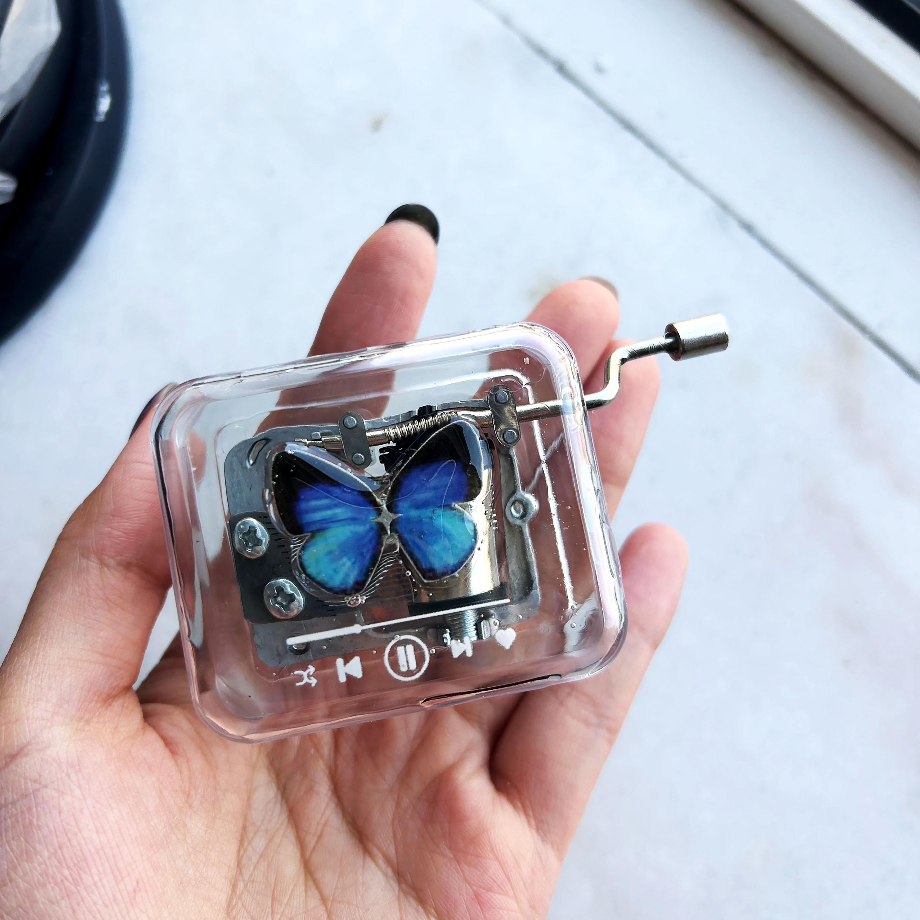 Oryeia Handcrafted Butterfly Music Box Preserved Flowers Gothic Style