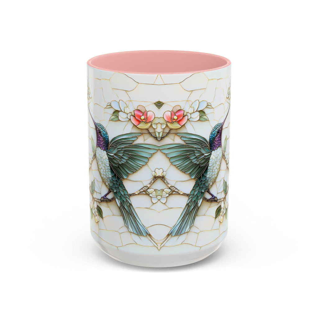LELORESTORE Floral Hummingbird Stained Glass Style Ceramic Coffee Mug