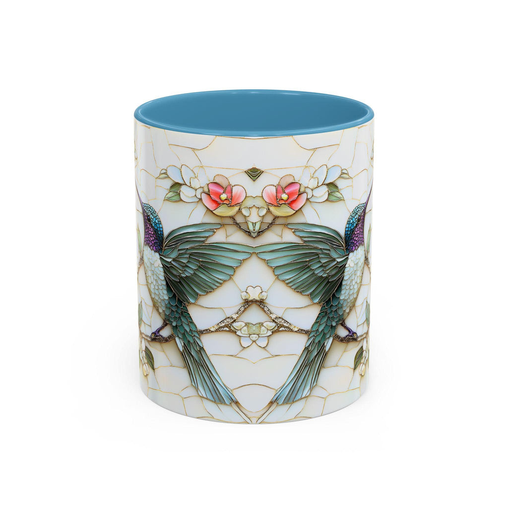 LELORESTORE Floral Hummingbird Stained Glass Style Ceramic Coffee Mug