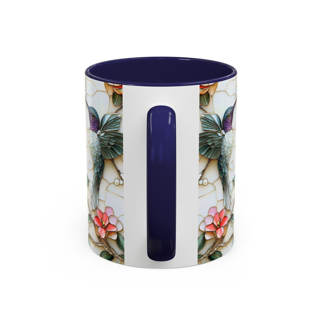 LELORESTORE Floral Hummingbird Stained Glass Style Ceramic Coffee Mug