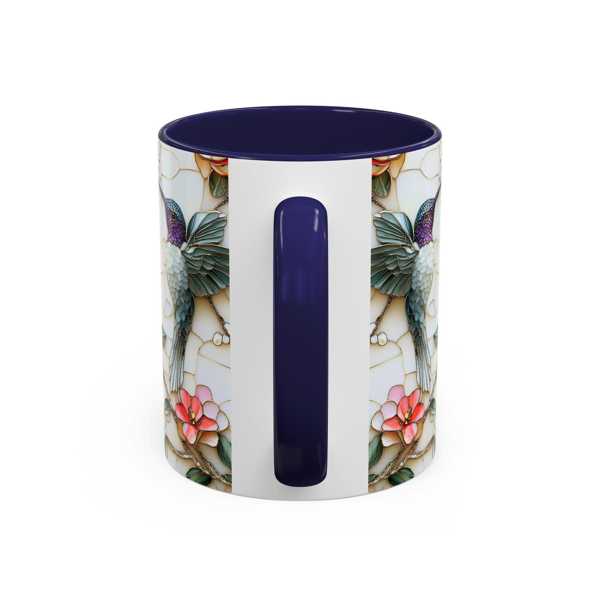 LELORESTORE Floral Hummingbird Stained Glass Style Ceramic Coffee Mug