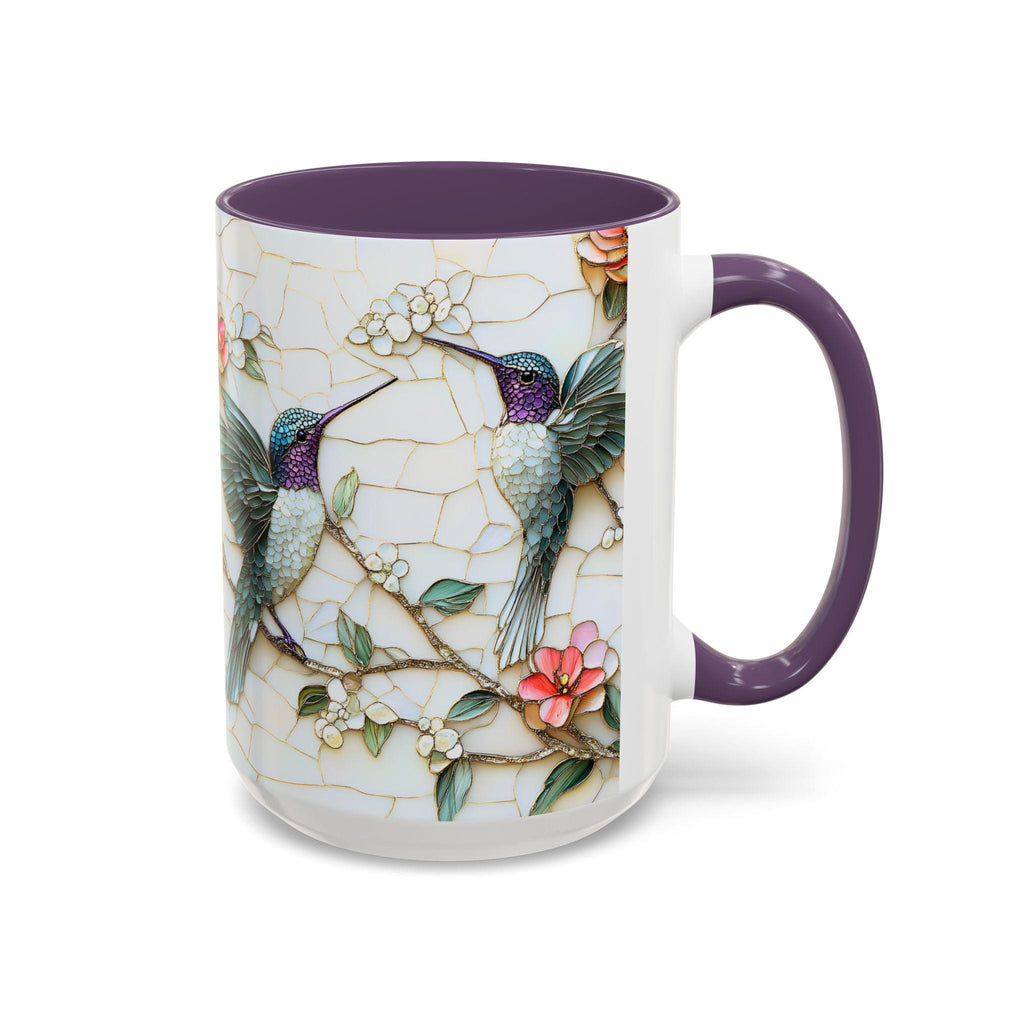 LELORESTORE Floral Hummingbird Stained Glass Style Ceramic Coffee Mug