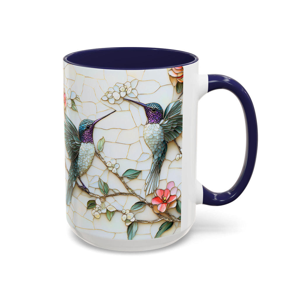 LELORESTORE Floral Hummingbird Stained Glass Style Ceramic Coffee Mug