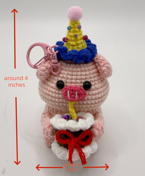 CrochetRecipe Handmade Crochet Pig Duck Keychain Rainbow