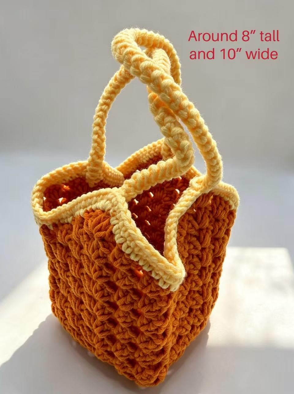 CrochetRecipe Handmade Crochet Farmers Market Bag Tote 10in Chunky Cotton