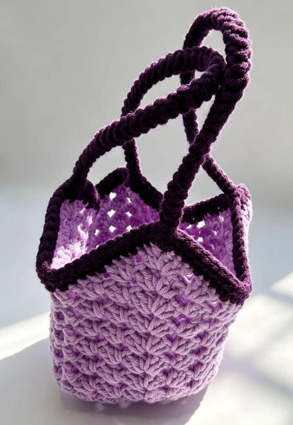 CrochetRecipe Handmade Crochet Farmers Market Bag Tote 10in Chunky Cotton
