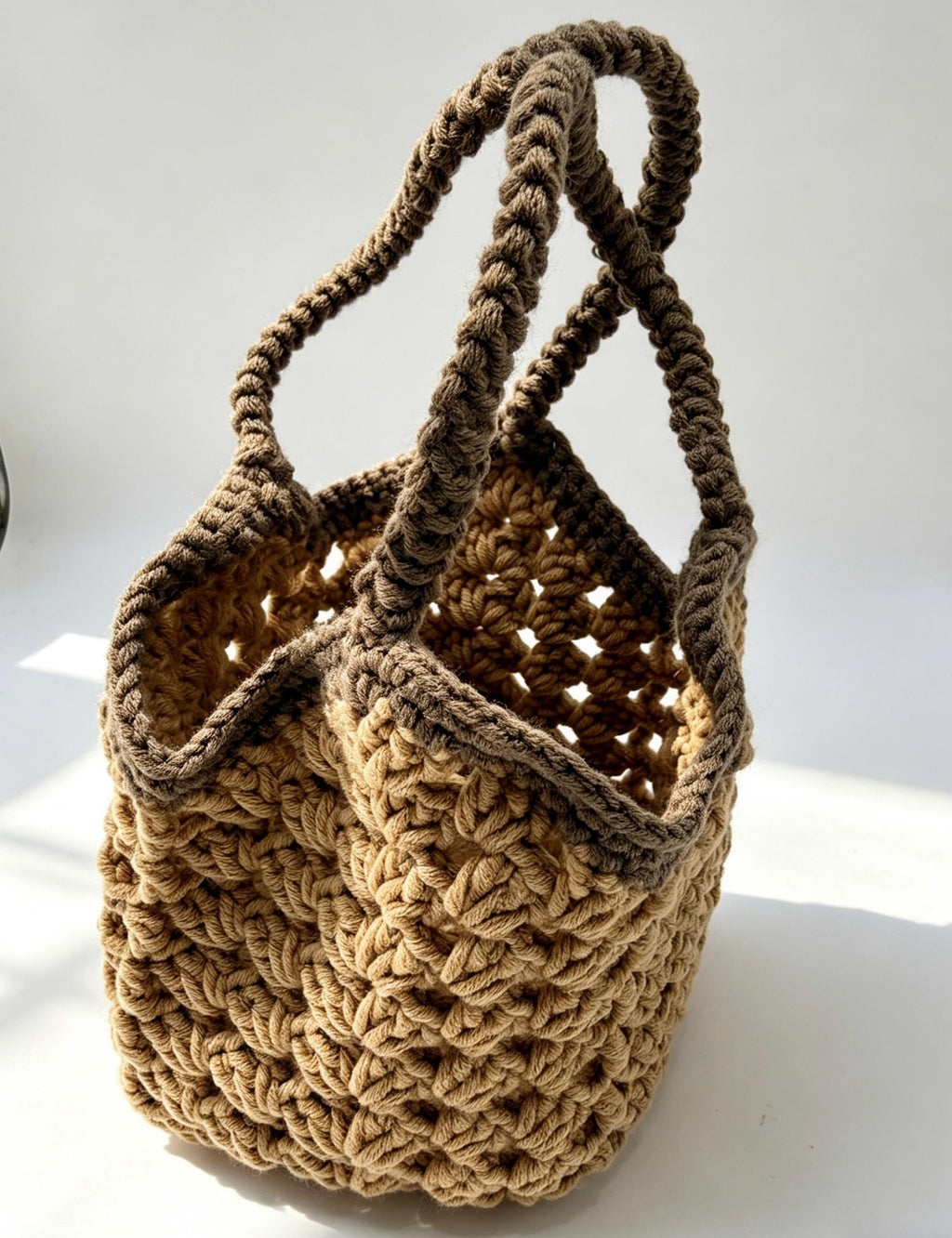 CrochetRecipe Handmade Crochet Farmers Market Bag Tote 10in Chunky Cotton