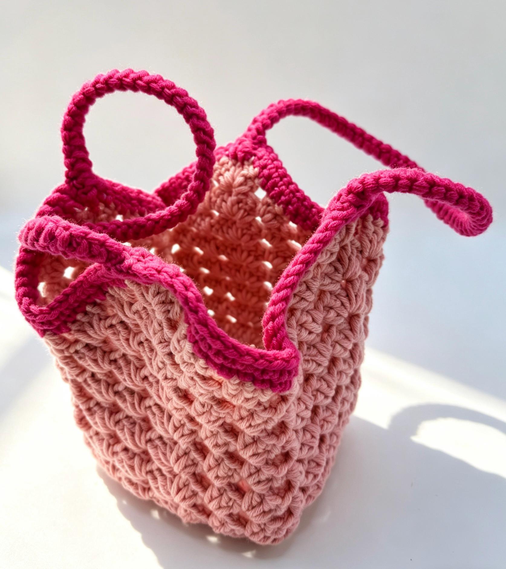 CrochetRecipe Handmade Crochet Farmers Market Bag Tote 10in Chunky Cotton