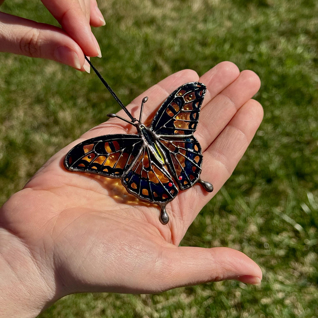 SunStainedGlassUA Mini Yellow Swallowtail Suncatcher