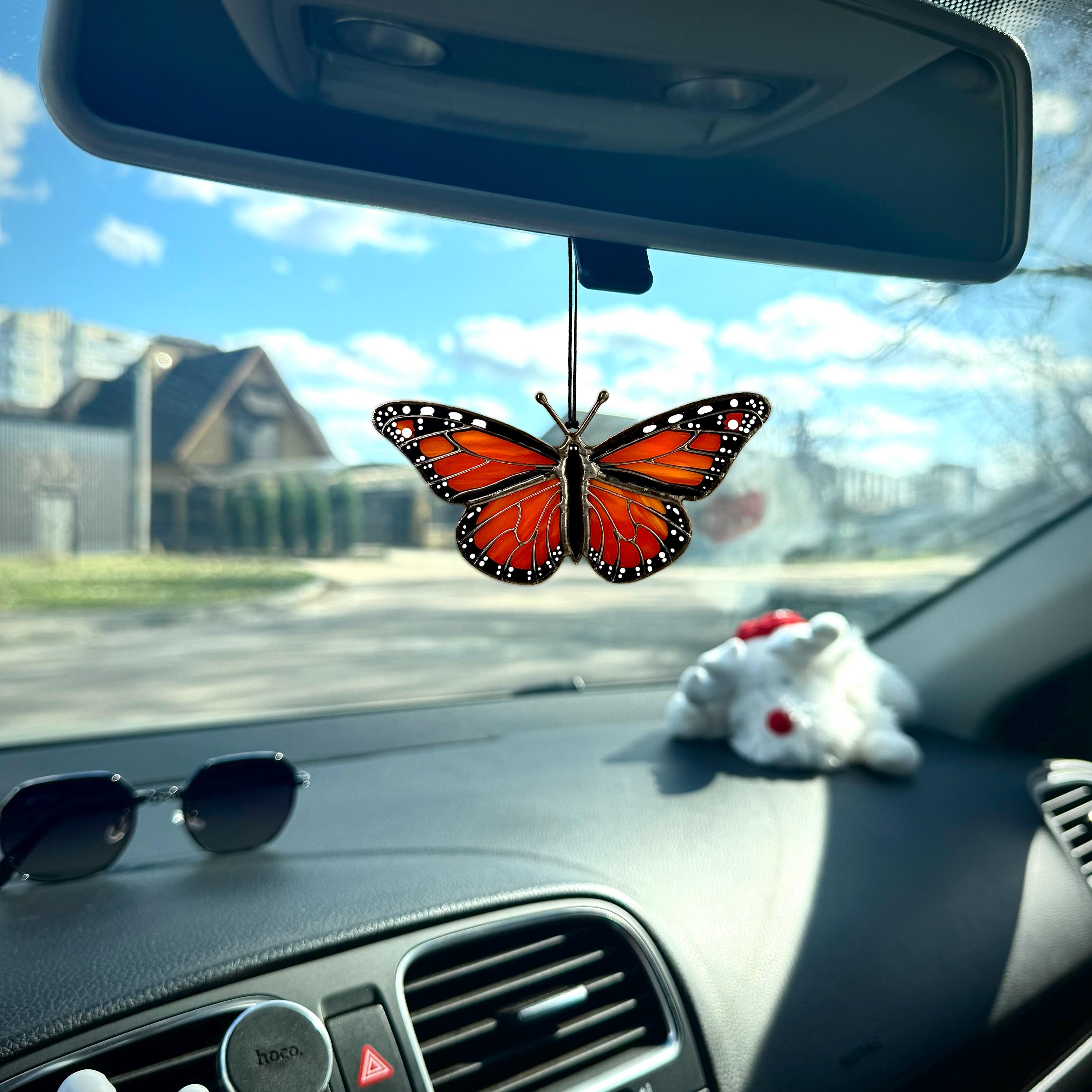 SunStainedGlassUA Mini Monarch Butterfly Handmade Stained Glass Suncatcher
