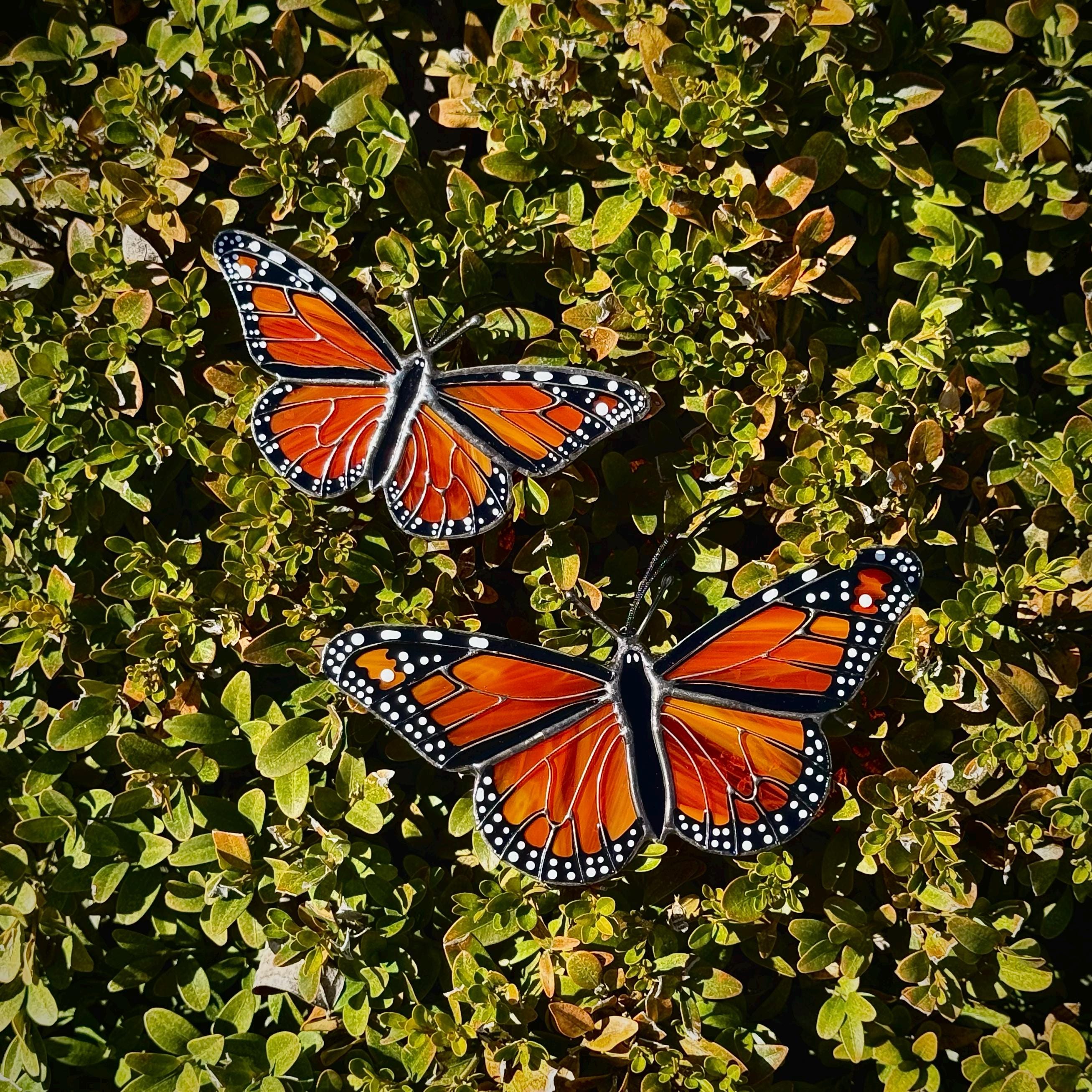 SunStainedGlassUA Mini Monarch Butterfly Handmade Stained Glass Suncatcher