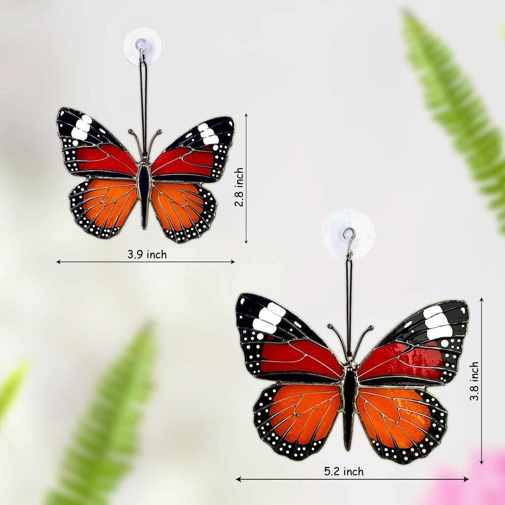SunStainedGlassUA Miniature Monarch Butterfly Stained Glass Suncatcher Handmade