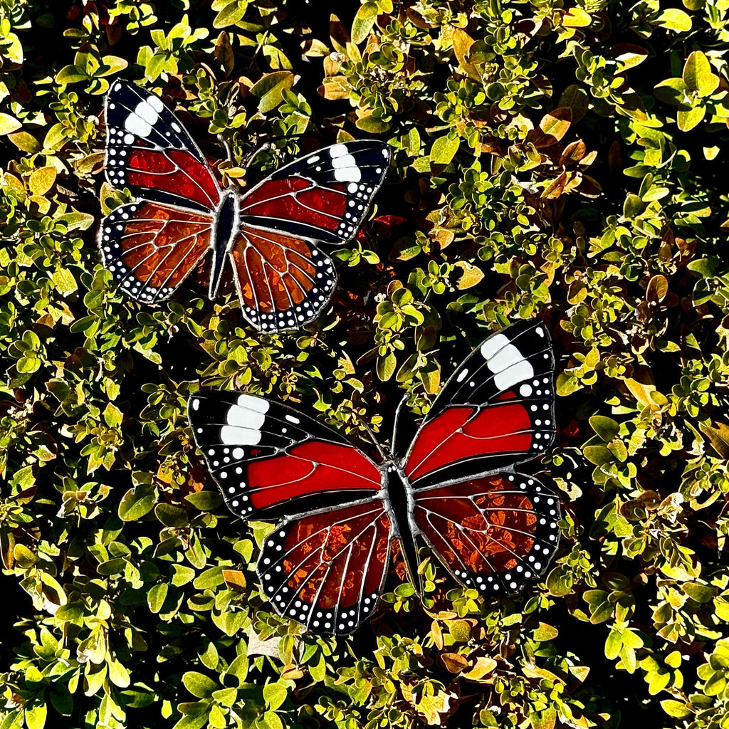 SunStainedGlassUA Miniature Monarch Butterfly Stained Glass Suncatcher Handmade