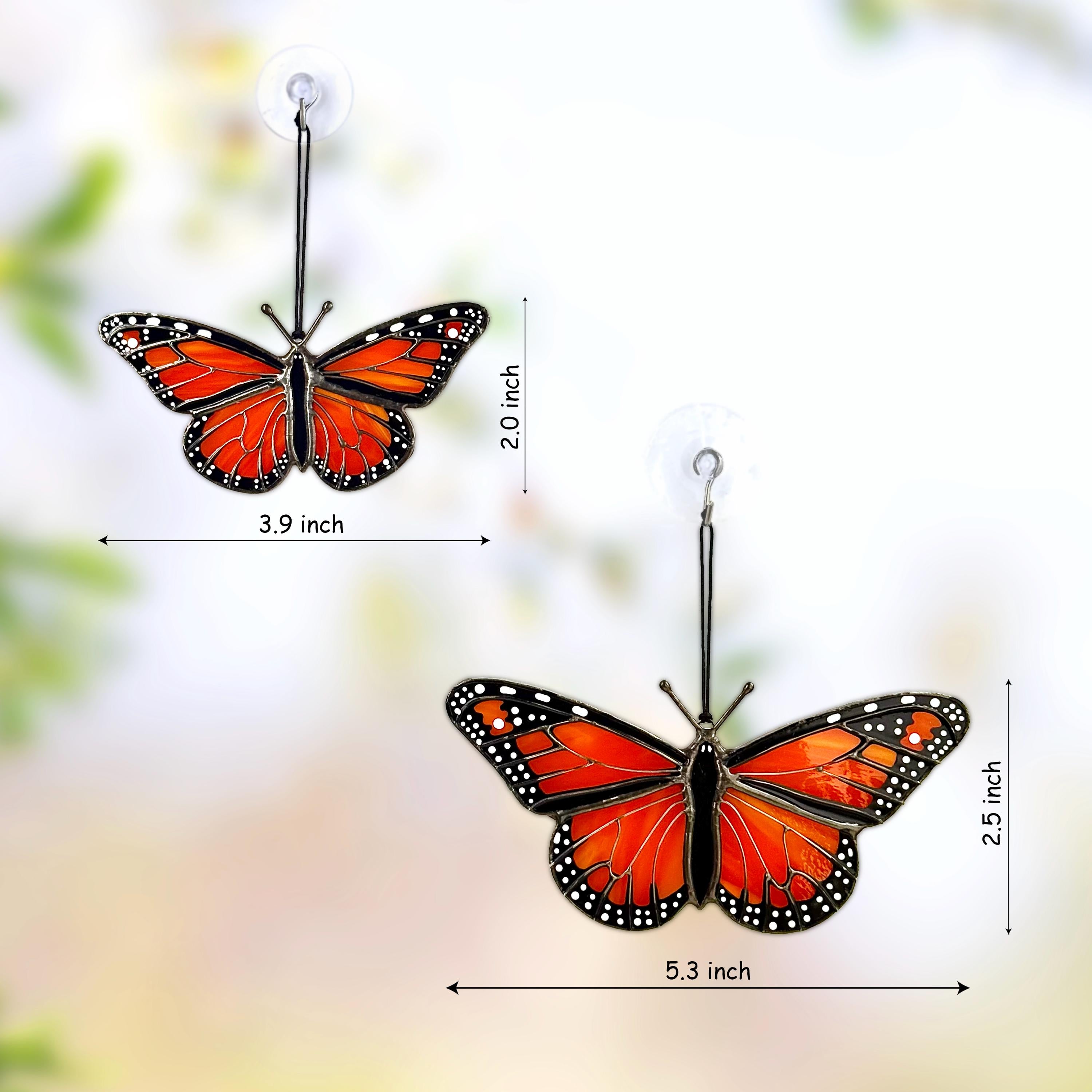 SunStainedGlassUA Miniature Monarch Butterfly Stained Glass Suncatcher Handmade