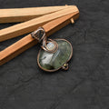 EkkJewels Handmade Copper Wire Wrapped Prehnite Pendant Necklace
