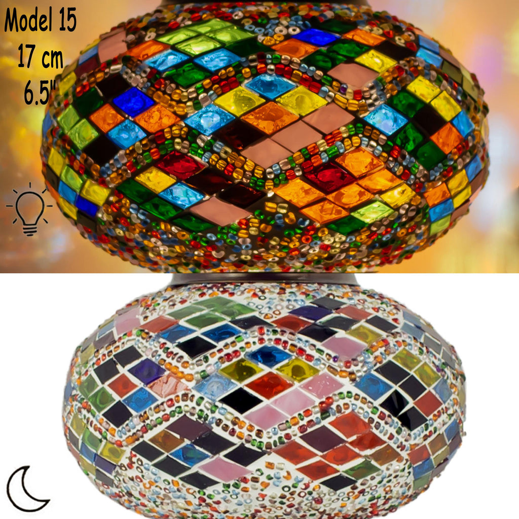 MoslandHome Handmade Turkish Mosaic Glass Lamp Globe 6.5in Replacement Shade