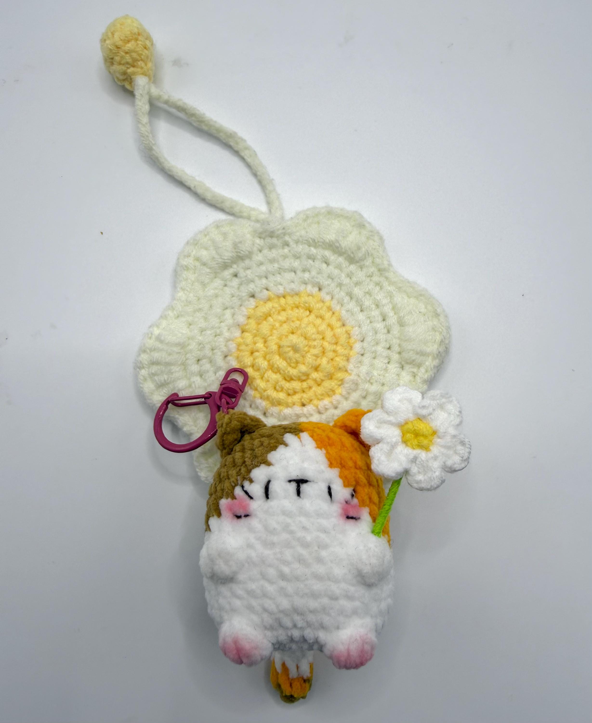 CrochetRecipe Handmade Cat Keychain Bag Charm Flower Siamese