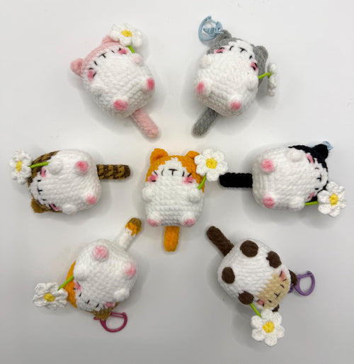 CrochetRecipe Handmade Cat Keychain Bag Charm Flower Siamese